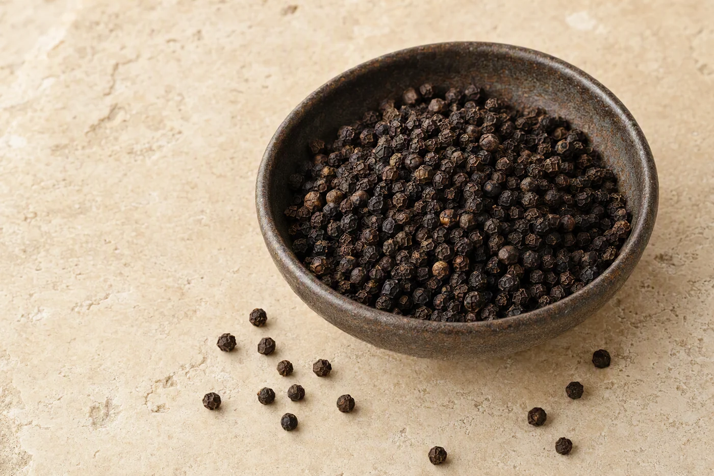 Illustrative photograph of whole black pepper